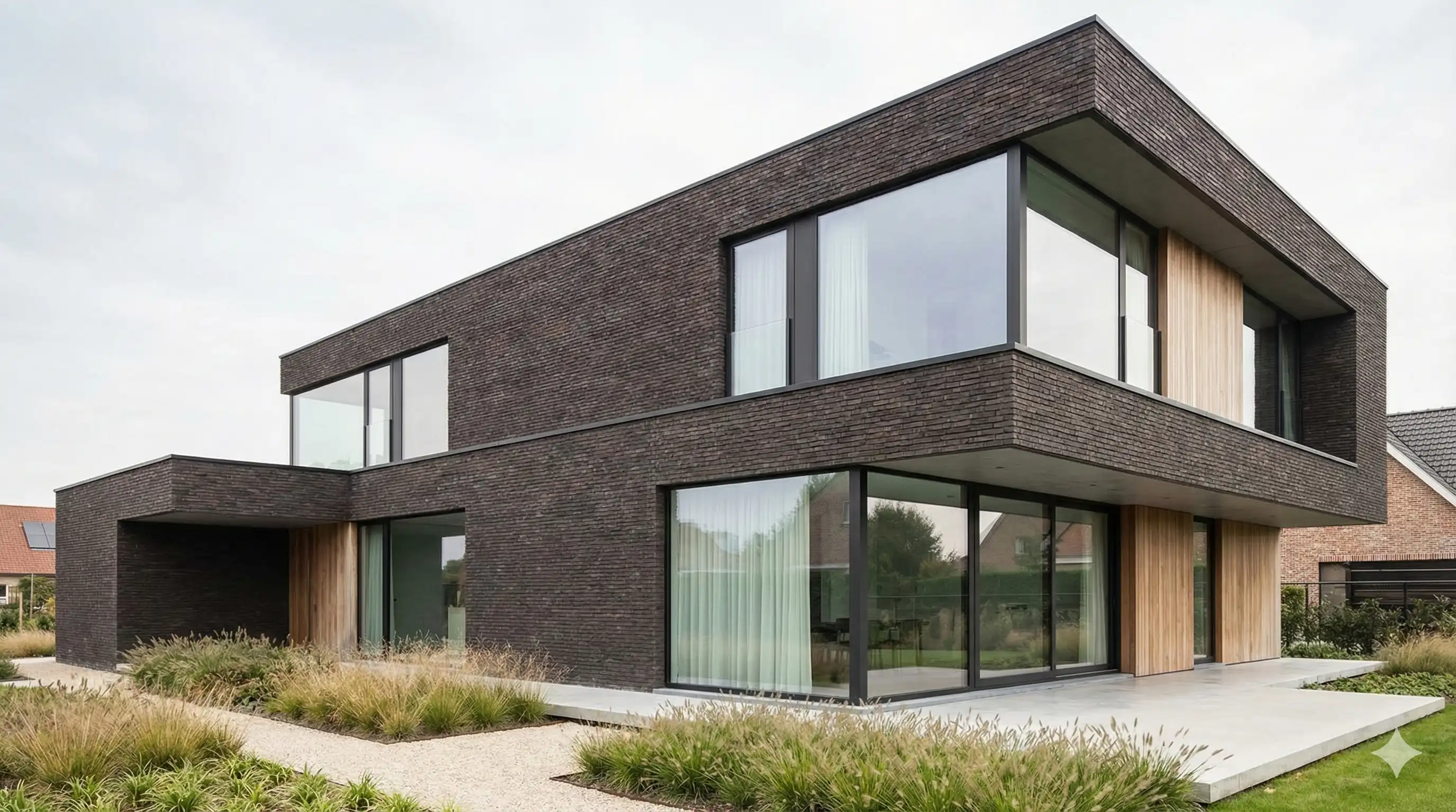 Aluminium windows on contemporary Belgian architecture