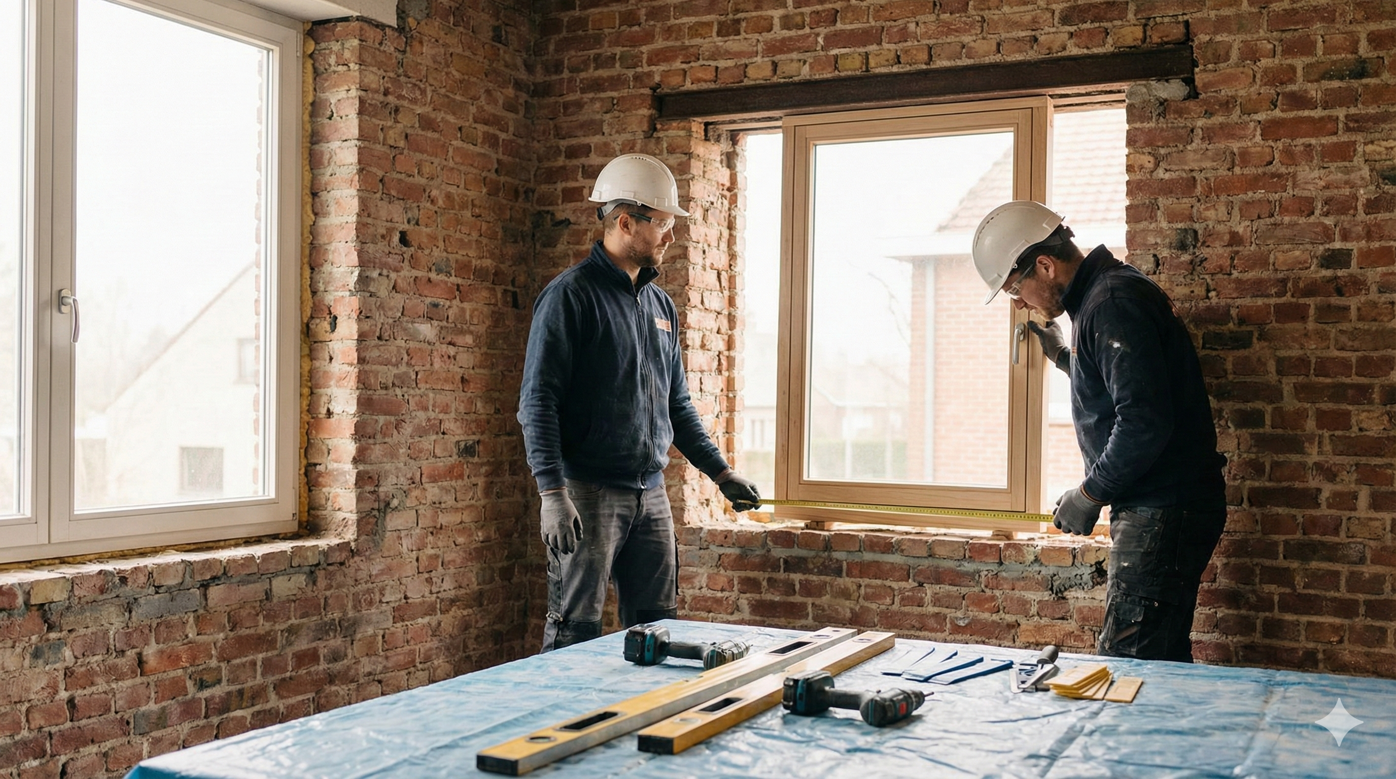 Thermo Express team installing windows in Belgium