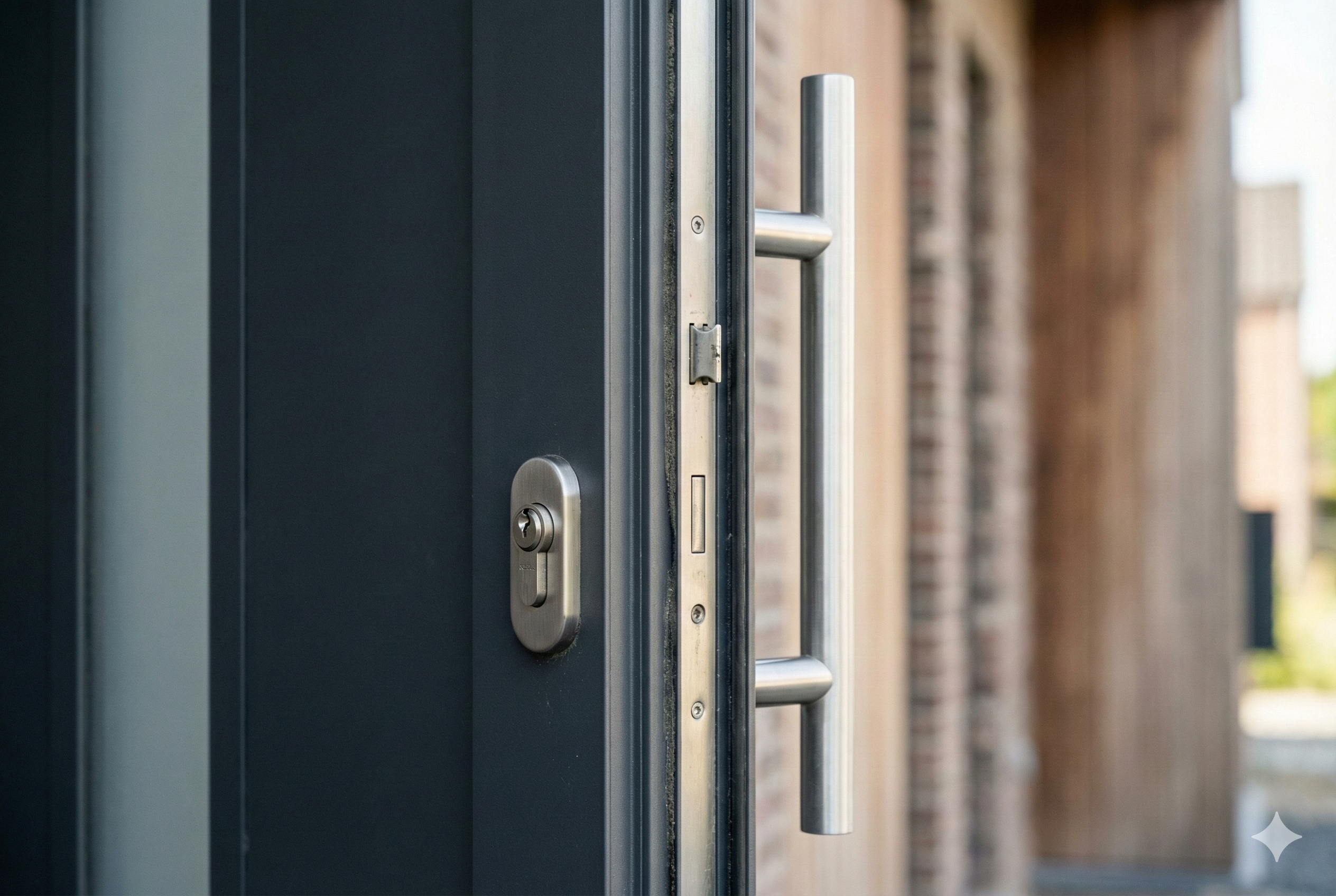 Premium aluminium door close-up with modern hardware
